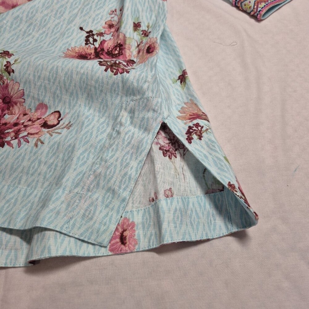 John Mark Women's Size S Floral Print Embroidered and Beaded Tunic Blue Pink 53 - Picture 8 of 14